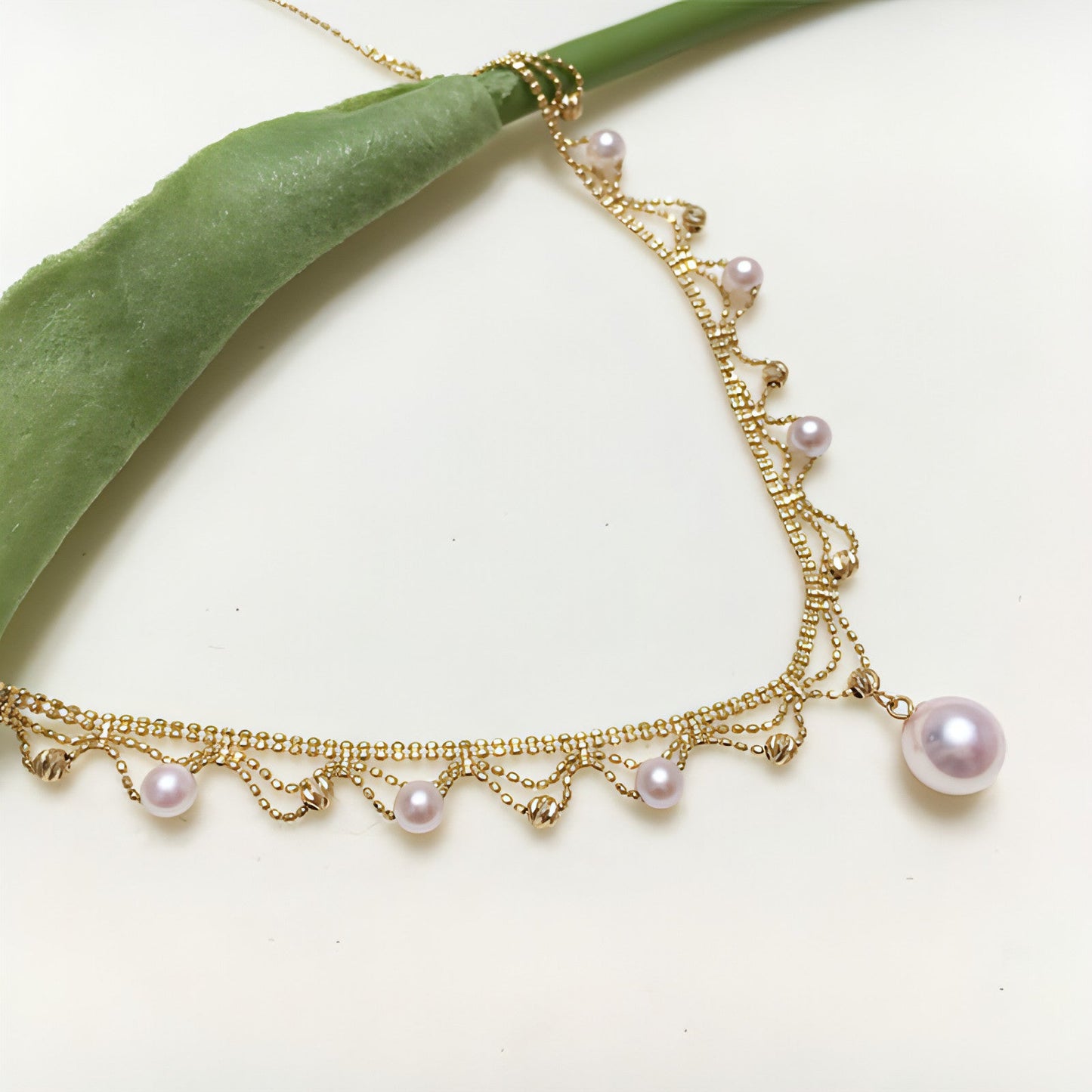 Aurora 18K Gold Lace Pearl Necklace | Sea Elegance Collection