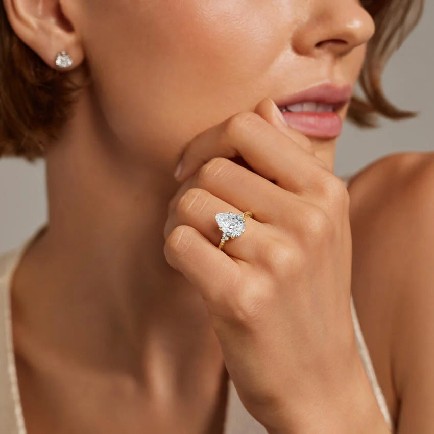 2ct Lab Diamond Ring | Pear Nature Vine with Marquise Accents | 10K White Gold