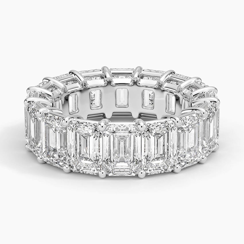 8ct Lab Diamond Eternity Band | Emerald Shared Prong | IGI Certified | 10K Gold