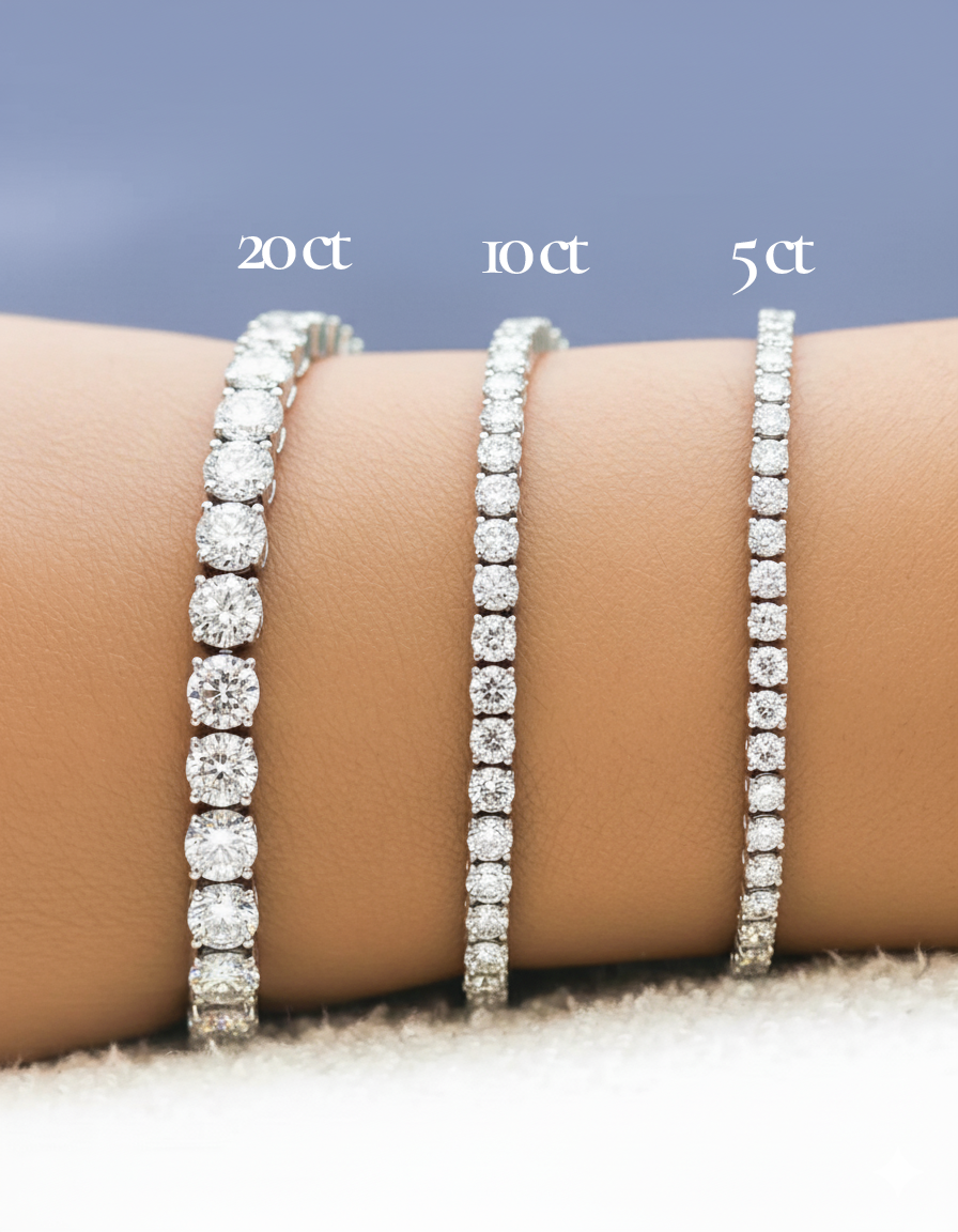 5ct Lab Diamond Tennis Bracelet | Emerald Cut | IGI Certified VS | 10K Gold