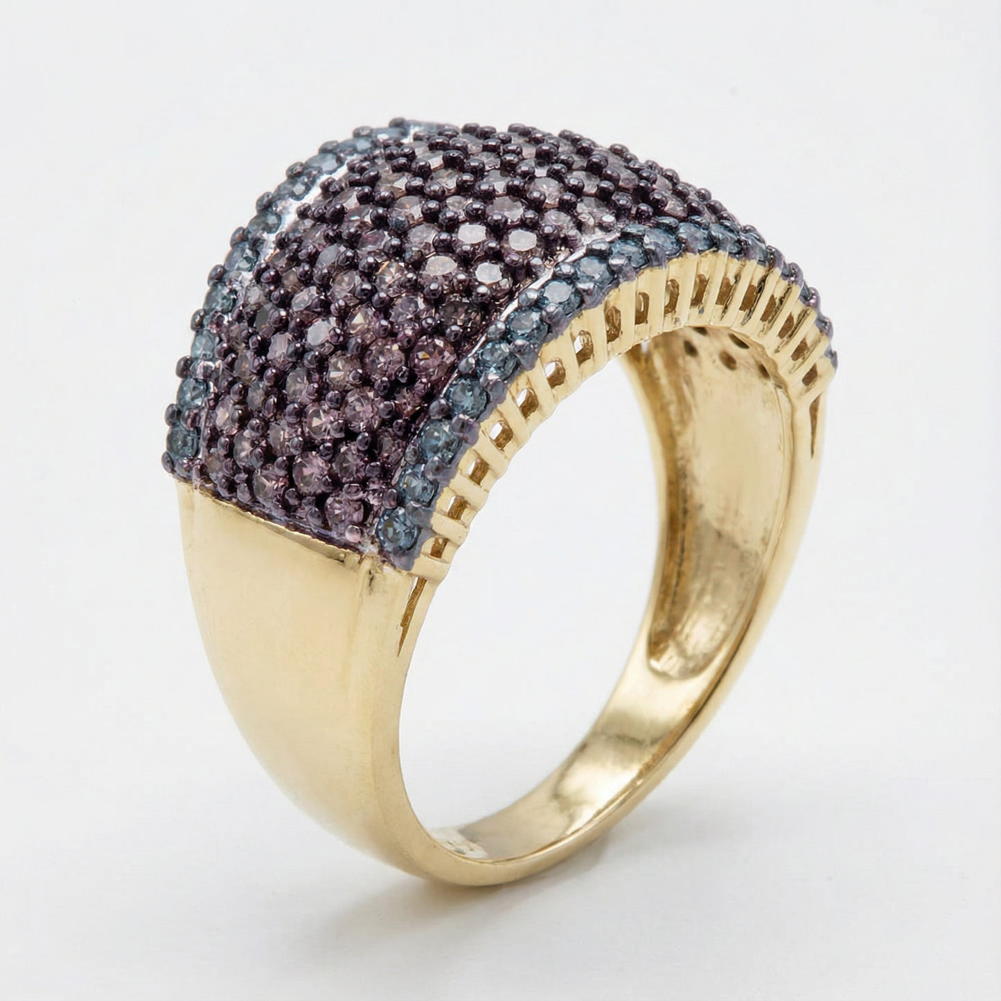 Women's 1.8ct Multi-Color Lab Diamond Band | Cognac & Blue | 10K Gold