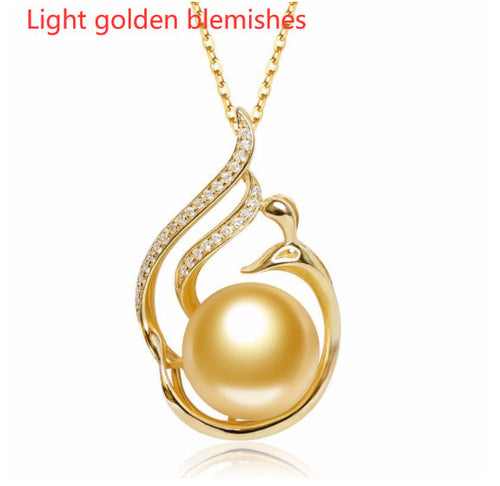 11-12mm Saltwater Pearl Pendant | 925 Silver with Gold Accent | Ocean Luxury