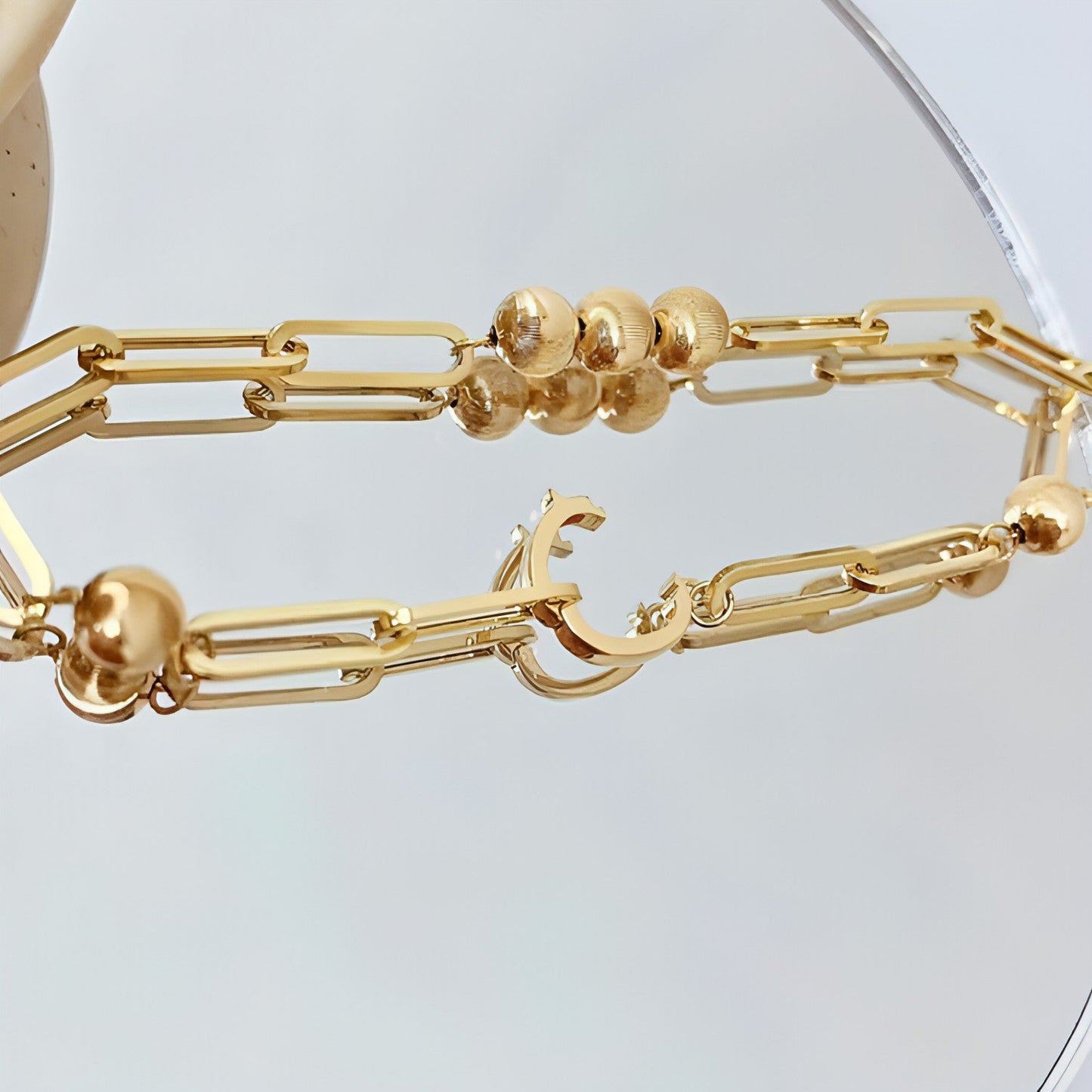18K Gold Cat Eye Checker Handmade Thick Bracelet | Artisan Luxury