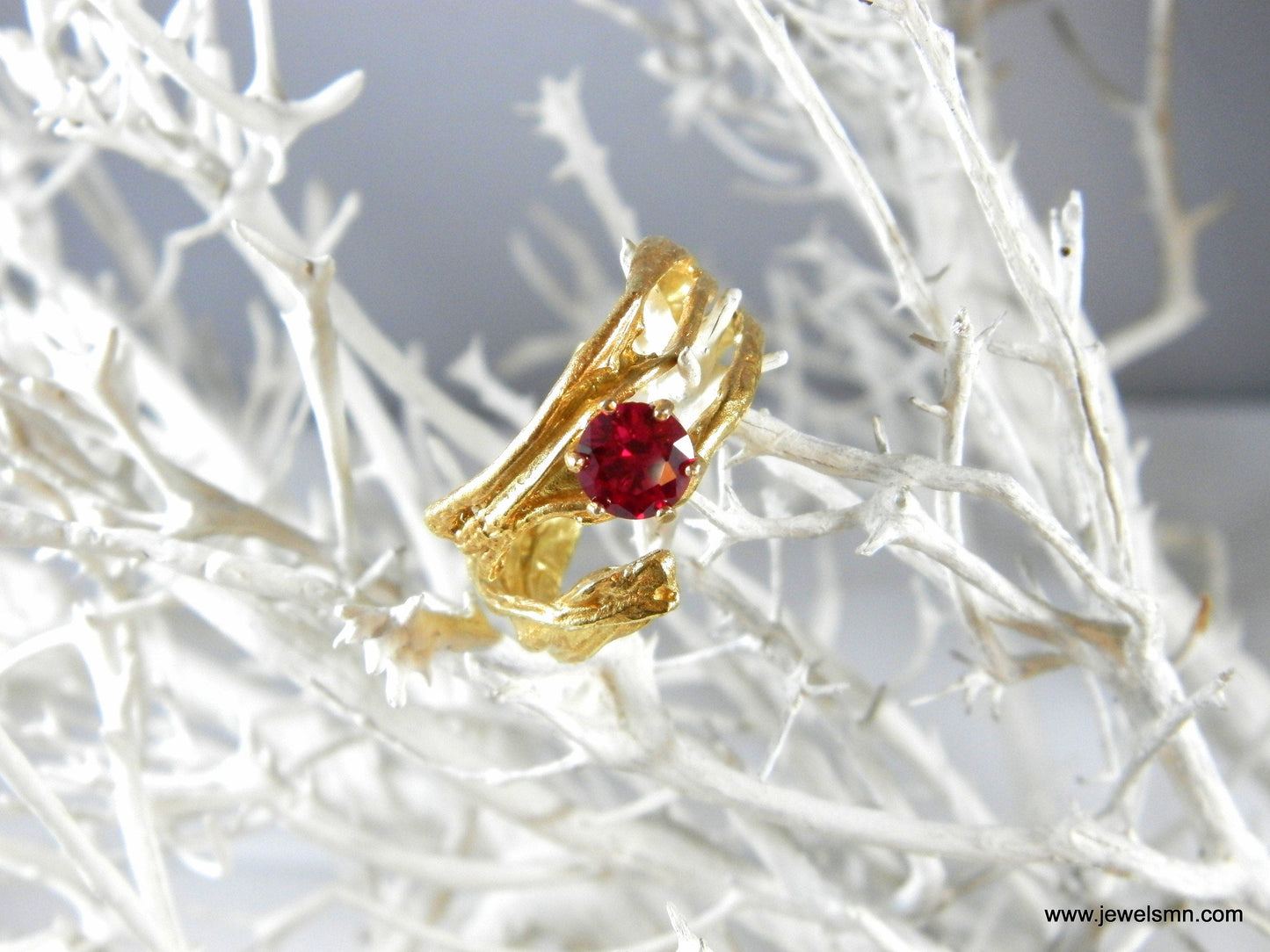 Vintage Gold Statement Ring | Pine Tree Branch Design | Nature Jewelry