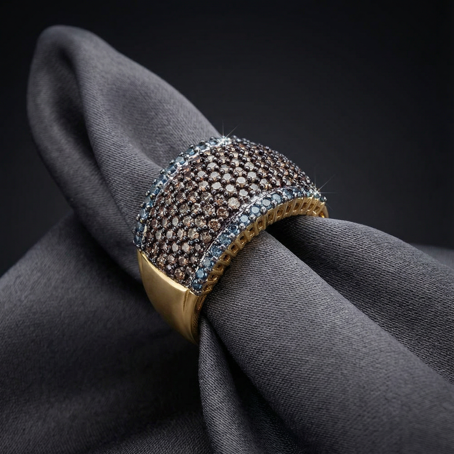 Women's 1.8ct Multi-Color Lab Diamond Band | Cognac & Blue | 10K Gold