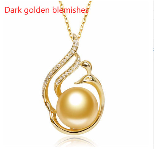 11-12mm Saltwater Pearl Pendant | 925 Silver with Gold Accent | Ocean Luxury