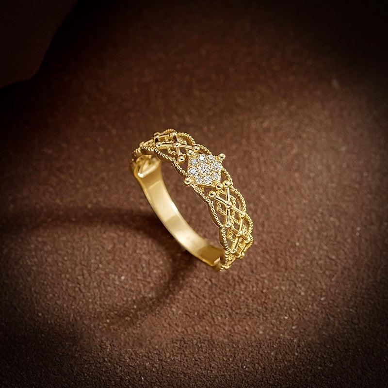 Pure 18K Gold Wide Fashion Ring | Jinrege Light Luxury Collection