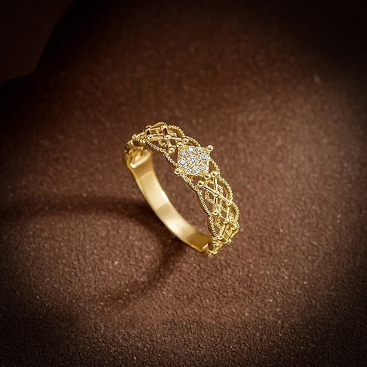 Pure 18K Gold Wide Fashion Ring | Jinrege Light Luxury Collection