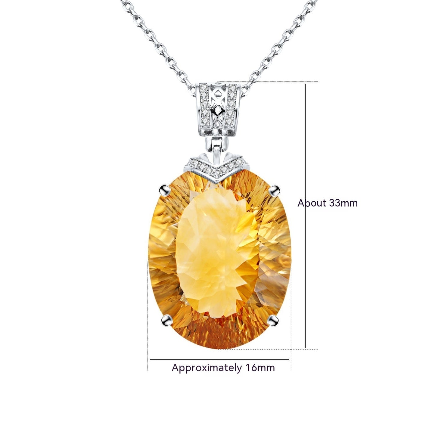 LuxeJewels™ Solaris Gemdrop Citrine Pendant Necklace | Golden Warmth