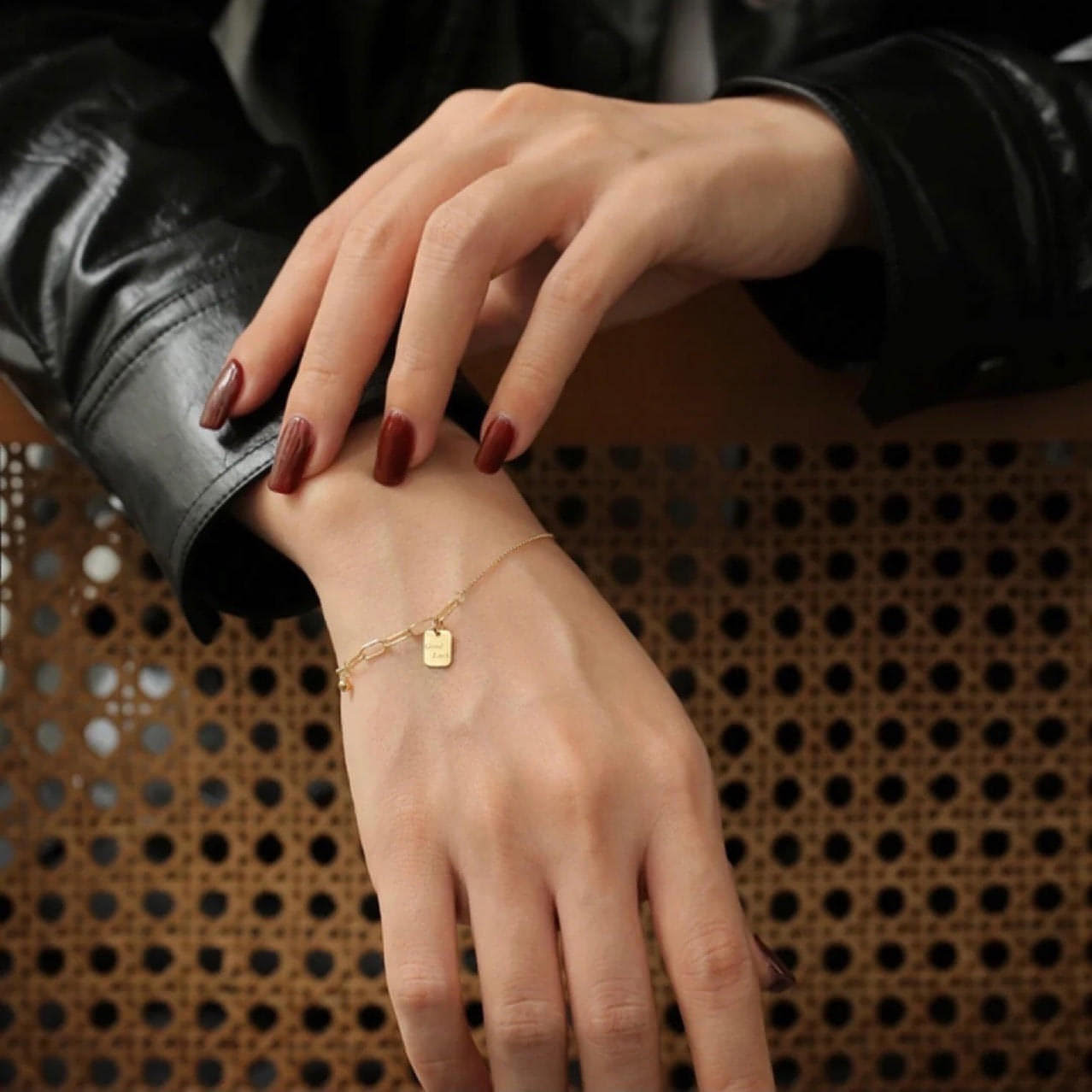 18K Gold Square Link Necklace & Bracelet Set | Geometric Luxury