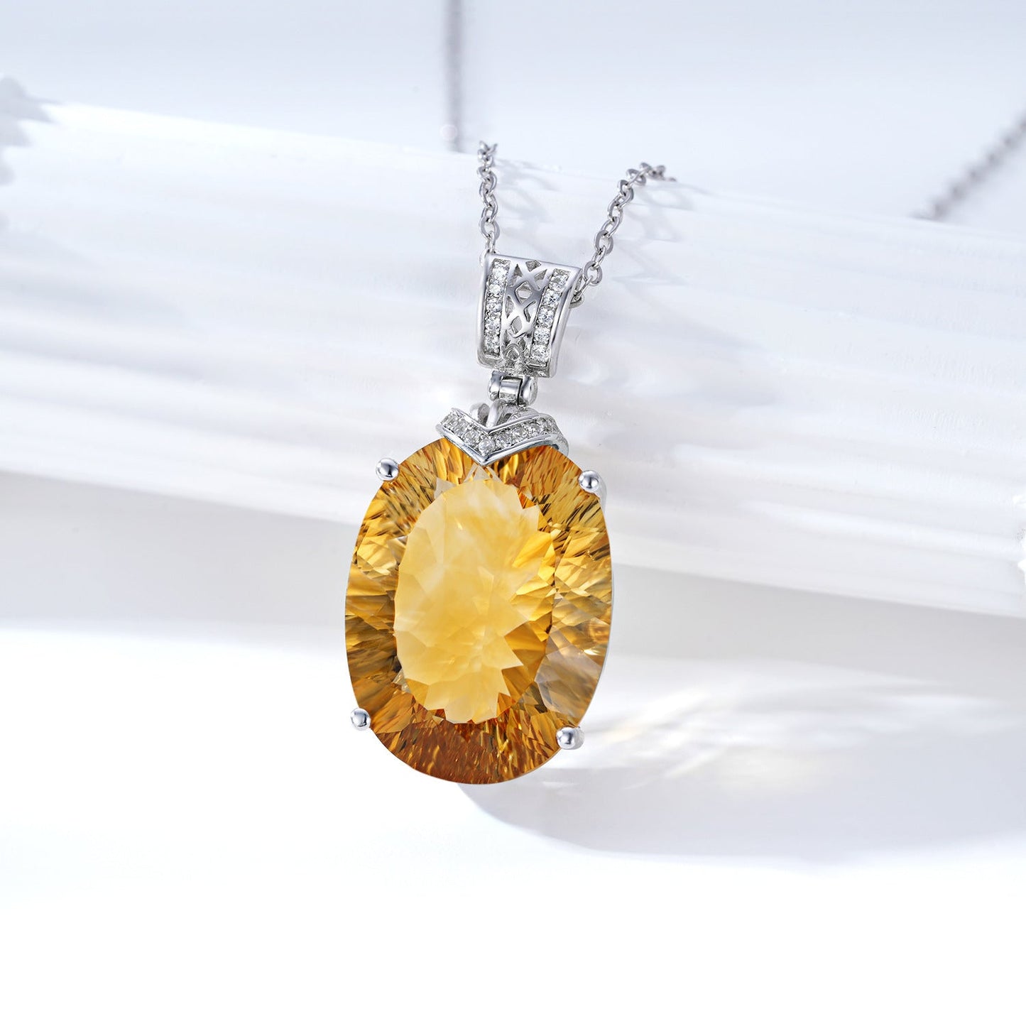 LuxeJewels™ Solaris Gemdrop Citrine Pendant Necklace | Golden Warmth