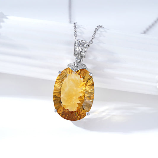 LuxeJewels™ Solaris Gemdrop Citrine Pendant Necklace | Golden Warmth