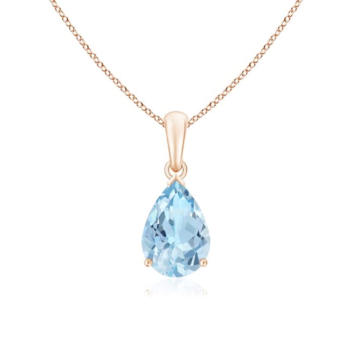 Pear-Cut Aquamarine Solitaire Pendant | 14K Gold | March Birthstone