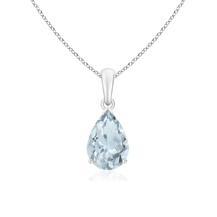 Pear-Cut Aquamarine Solitaire Pendant | 14K Gold | March Birthstone