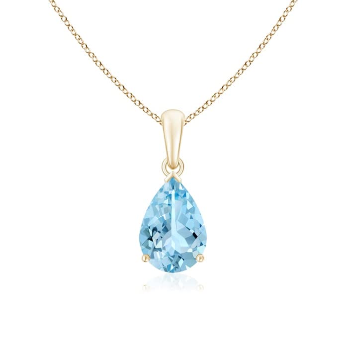 Pear-Cut Aquamarine Solitaire Pendant | 14K Gold | March Birthstone