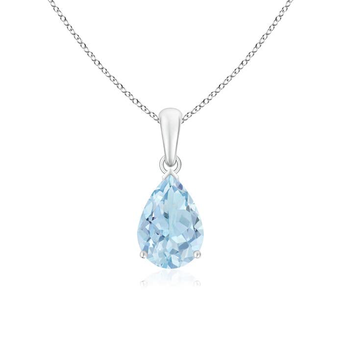 Pear-Cut Aquamarine Solitaire Pendant | 14K Gold | March Birthstone