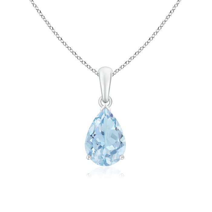 Pear-Cut Aquamarine Solitaire Pendant | 14K Gold | March Birthstone