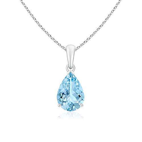 Pear-Cut Aquamarine Solitaire Pendant | 14K Gold | March Birthstone