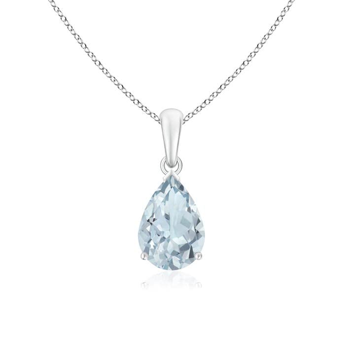 Pear-Cut Aquamarine Solitaire Pendant | 14K Gold | March Birthstone