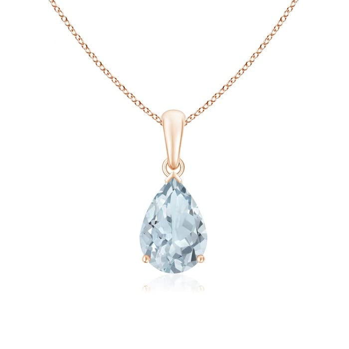Pear-Cut Aquamarine Solitaire Pendant | 14K Gold | March Birthstone