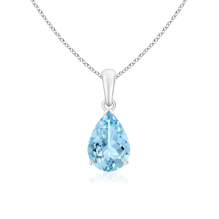 Pear-Cut Aquamarine Solitaire Pendant | 14K Gold | March Birthstone