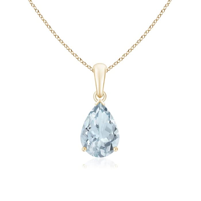 Pear-Cut Aquamarine Solitaire Pendant | 14K Gold | March Birthstone