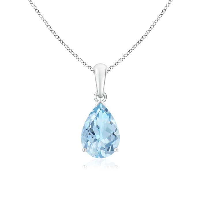 Pear-Cut Aquamarine Solitaire Pendant | 14K Gold | March Birthstone