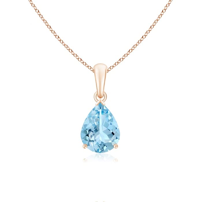 Pear-Cut Aquamarine Solitaire Pendant | 14K Gold | March Birthstone