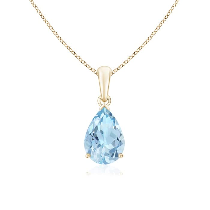 Pear-Cut Aquamarine Solitaire Pendant | 14K Gold | March Birthstone