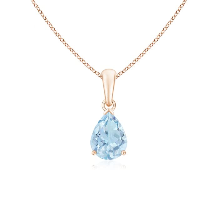 Pear-Cut Aquamarine Solitaire Pendant | 14K Gold | March Birthstone