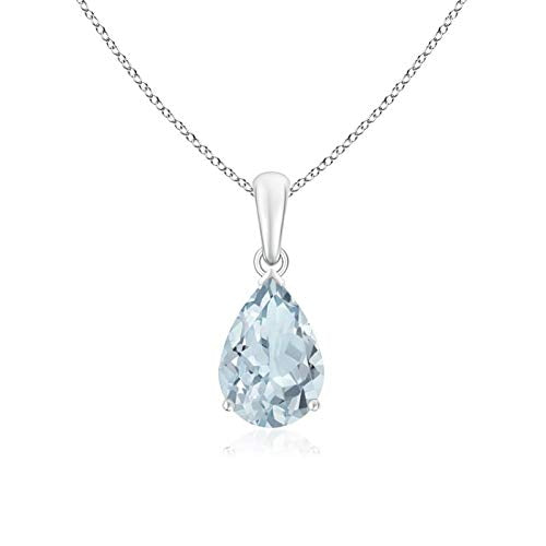 Pear-Cut Aquamarine Solitaire Pendant | 14K Gold | March Birthstone