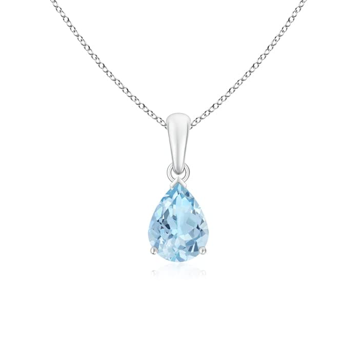 Pear-Cut Aquamarine Solitaire Pendant | 14K Gold | March Birthstone
