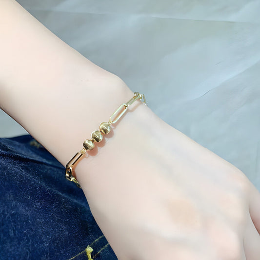 18K Gold Cat Eye Checker Handmade Thick Bracelet | Artisan Luxury