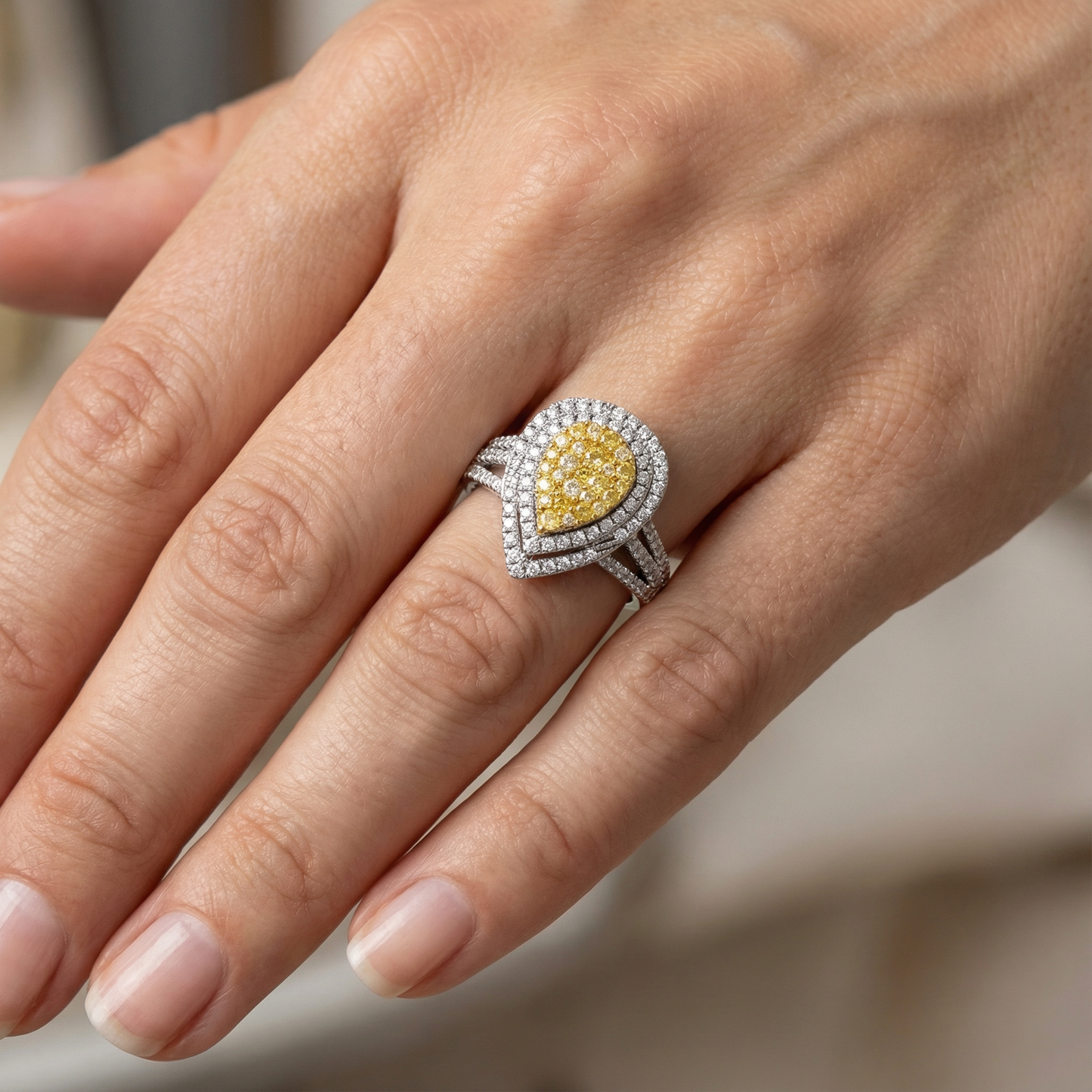 1.2ct Lab Grown Yellow Diamond Fashion Ring | 10K White Gold | Draco