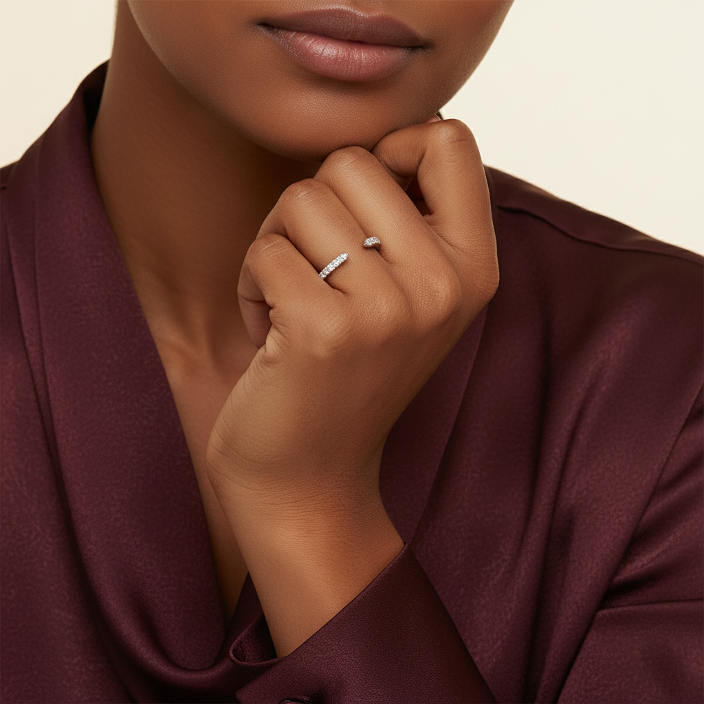 1ct Lab Diamond Ring | Crescent Contour | IGI Certified | 10K White Gold