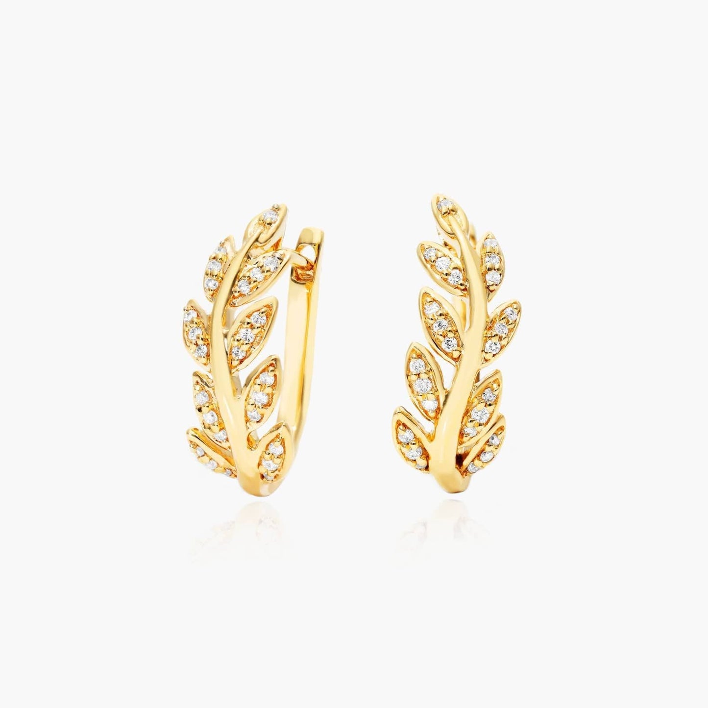 1ctw Lab Diamond Leaf Earrings | IGI Certified | 10K Yellow Gold