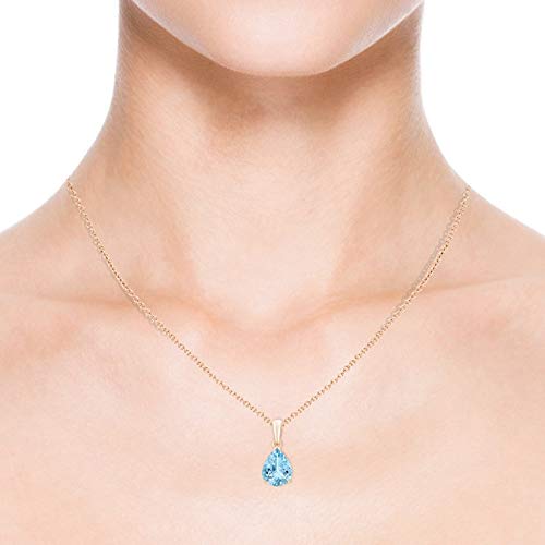 Pear-Cut Aquamarine Solitaire Pendant | 14K Gold | March Birthstone