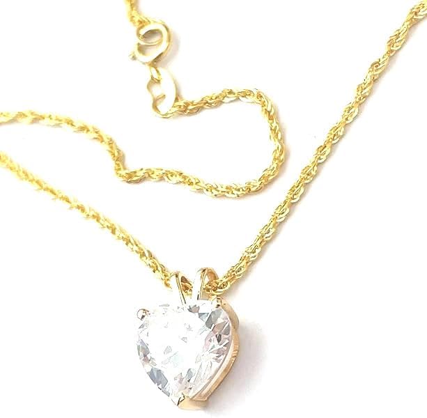 18k Solid Gold Heart Diamond Necklace Pendant | 1.5ct - SM