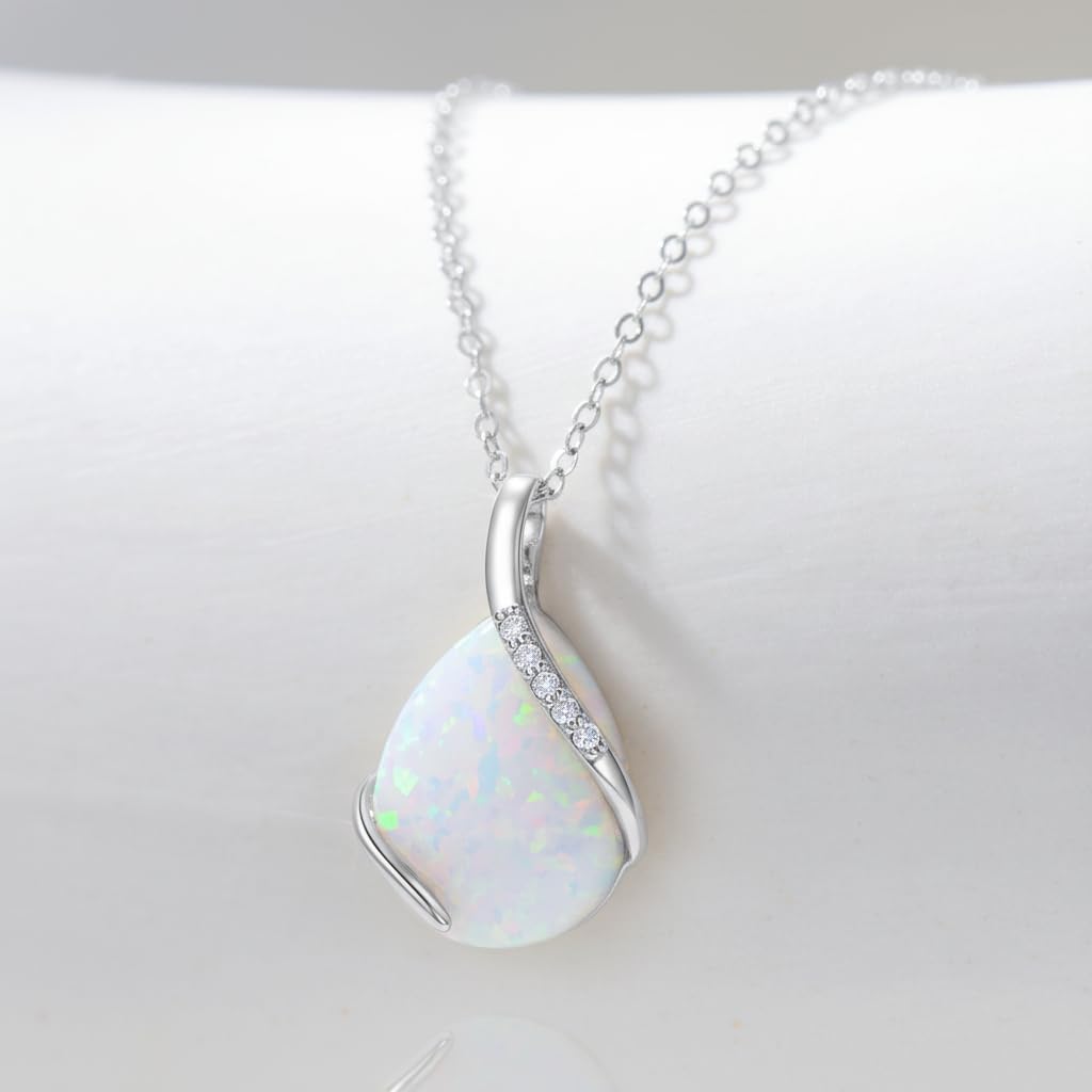 YDD 14K Solid Gold Gemstone Birthstone Necklaces for Women Dainty 2 Carat Pear Shaped Teardrop Gemstone Birthstone Pendant Anniversary Birthday Jewelry Gifts for Her 16"-18"