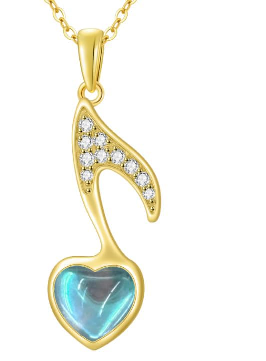 Mother's Day Jewelry Gifts 14K Solid Gold Teardrop/Music Note/Y Necklace Moonstone/Moss Agate/Opal Necklace Anniversary Birthday Gifts for Mom Women Her Girlfriend Sister