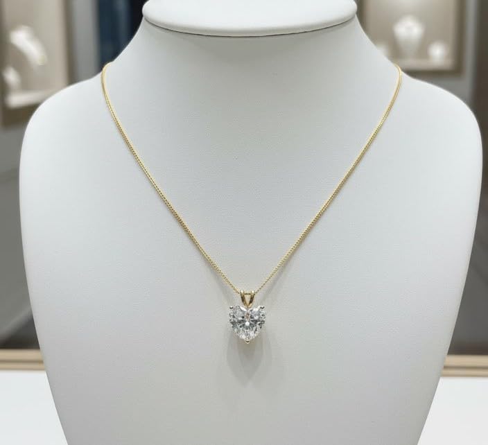 1.5ct Diamond Heart Necklace Pendant | 18K Yellow Gold - SM