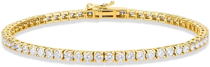 Lab-Grown Diamond Tennis Bracelet | 5–10 Carat | 14K Yellow Gold