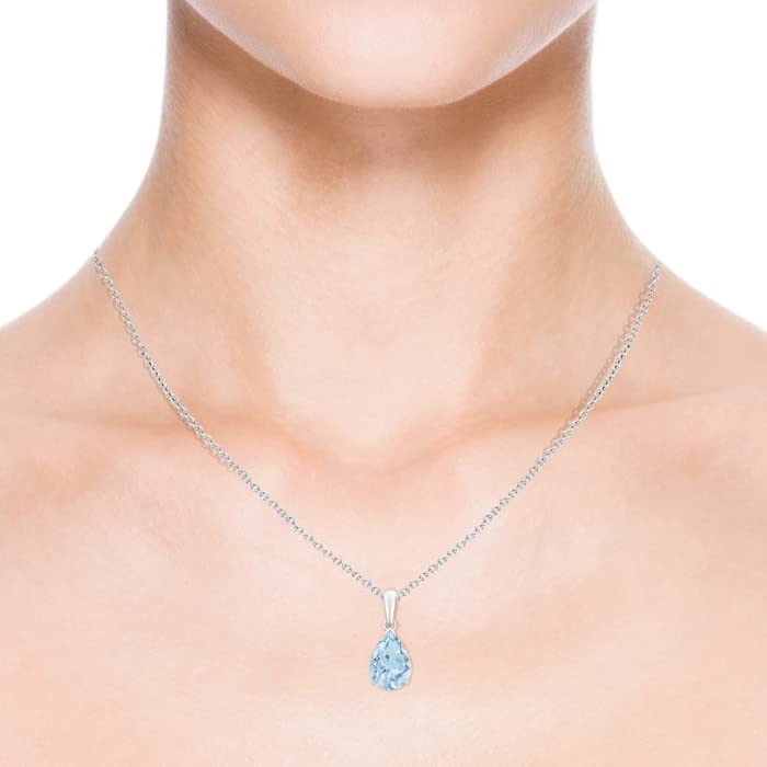 Pear-Cut Aquamarine Solitaire Pendant | 14K Gold | March Birthstone