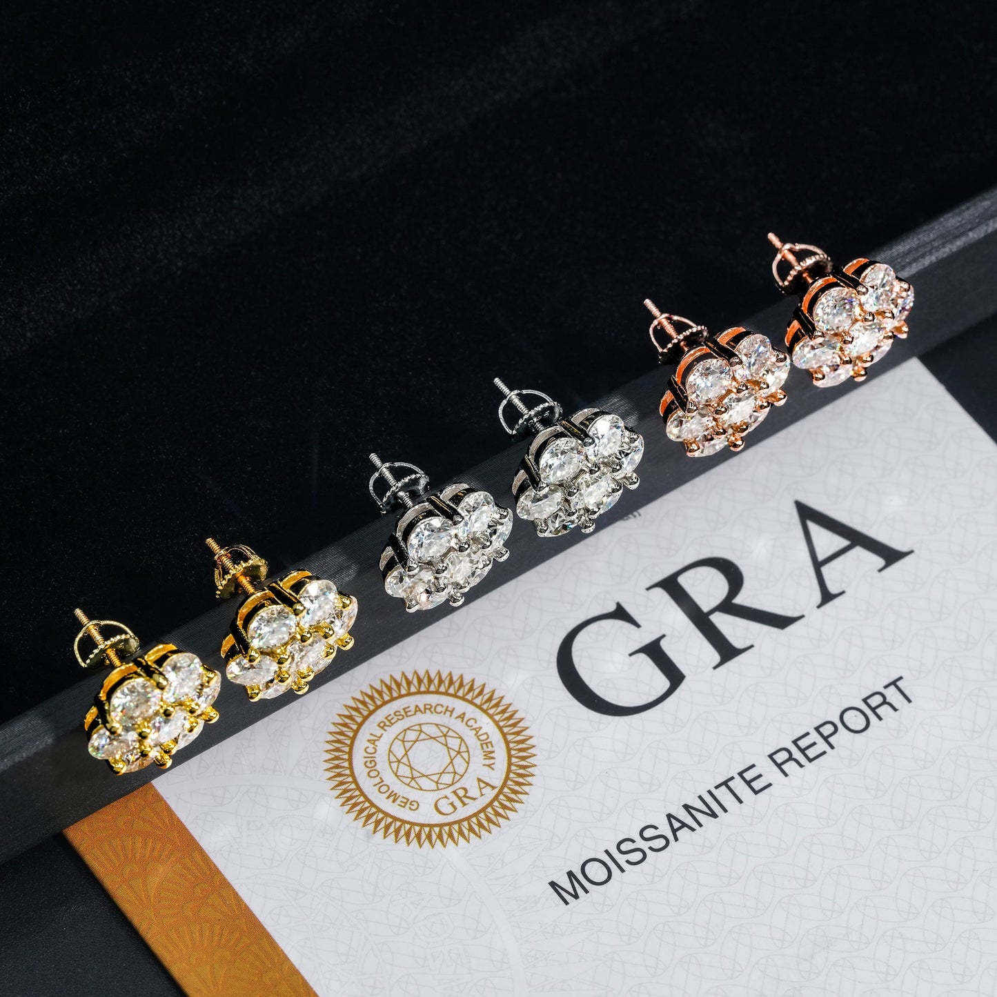 LuxeJewels™ BloomAura Moissanite Flower Earrings | Sterling Silver
