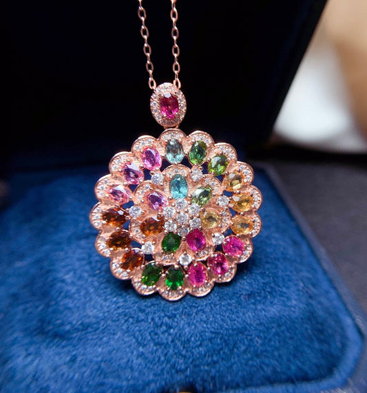 LuxeJewels™ CandyBloom Tourmaline Pendant Necklace | Vibrant Luxury