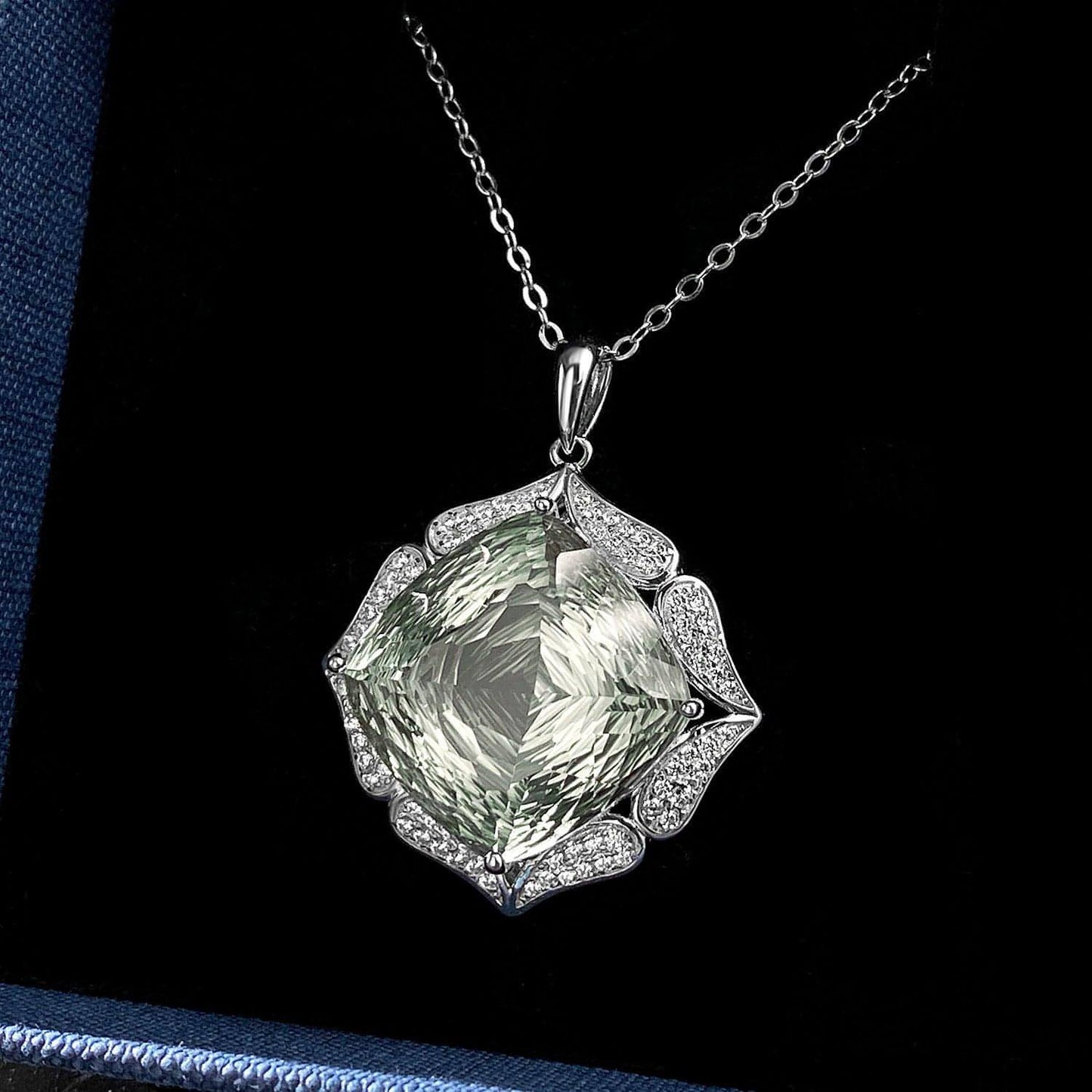 Luxury S925 Silver & Natural Green Stone Sweater Chain Set | Femininity Collection