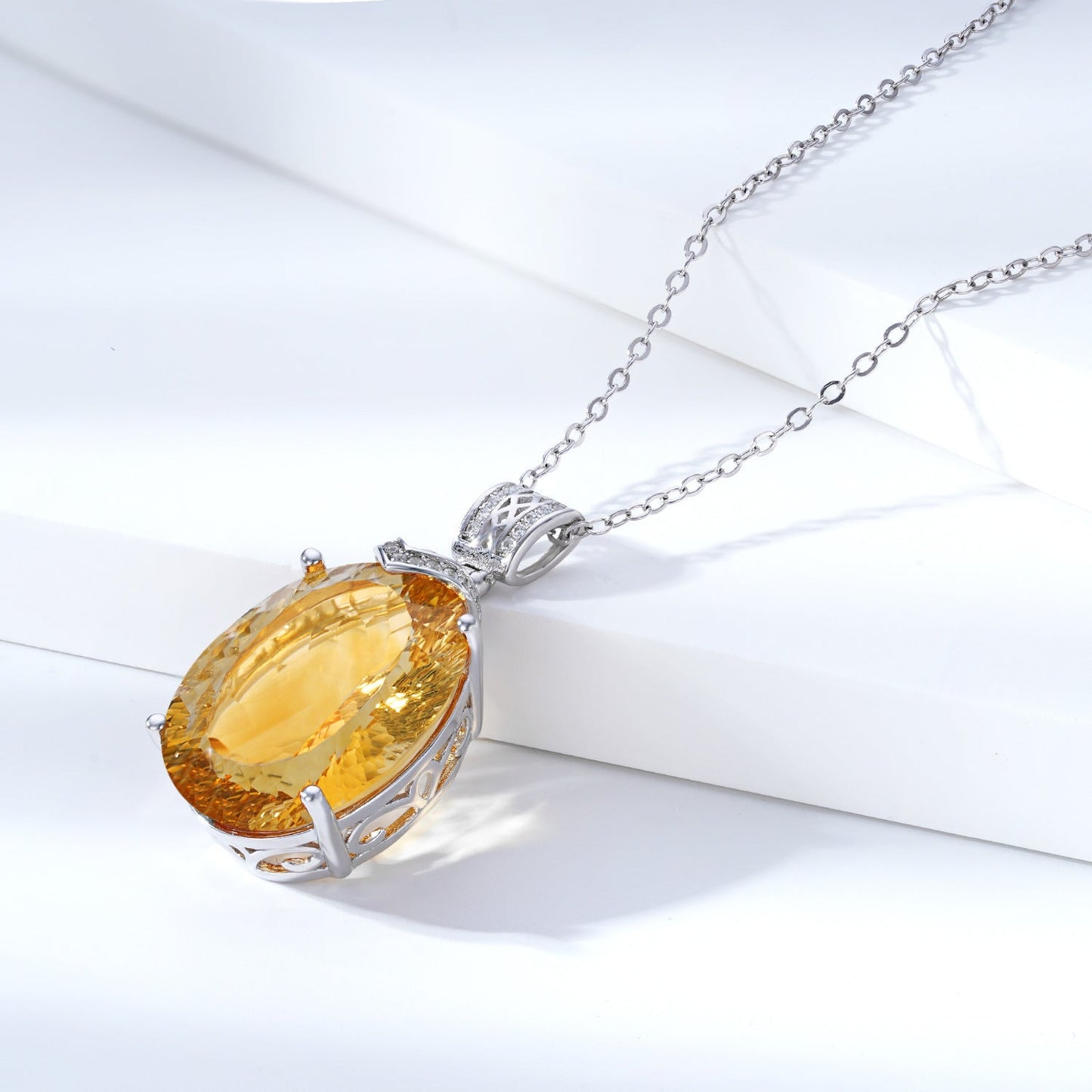 LuxeJewels™ Solaris Gemdrop Citrine Pendant Necklace | Golden Warmth