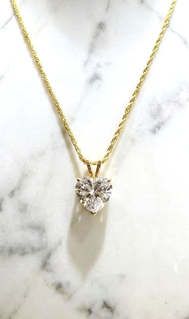 18k Solid Gold Heart Diamond Necklace Pendant | 1.5ct - SM