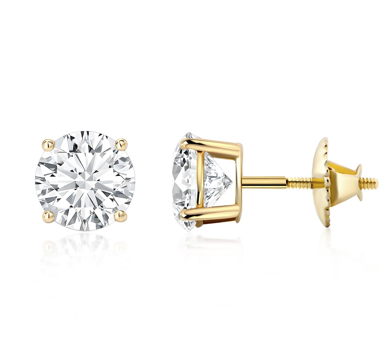 Scottsdale Diamond 14K Gold 0.5 to 4 Carat Certified Lab Grown Diamond Stud Earrings for Women Her Round Cut 4 Prong Screw Back Fine Jewelry (E/F Color, VS1-VS2 Clarity) Graduation | Mothers Day | Anniversary