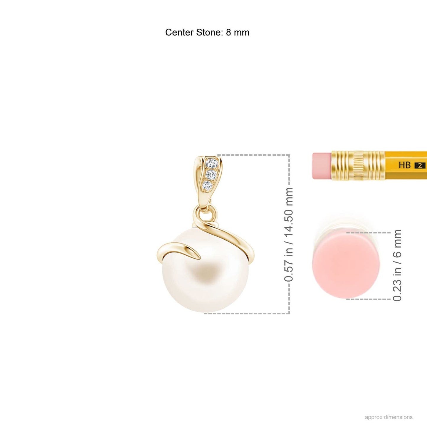 Angara Freshwater Pearl Spiral Pendant with Diamonds in Silver/14K Solid Gold/Platinum | Freshwater Pearl Solitaire 18" Necklace for Women | June Birthstone, Anniversary Jewelry Gift